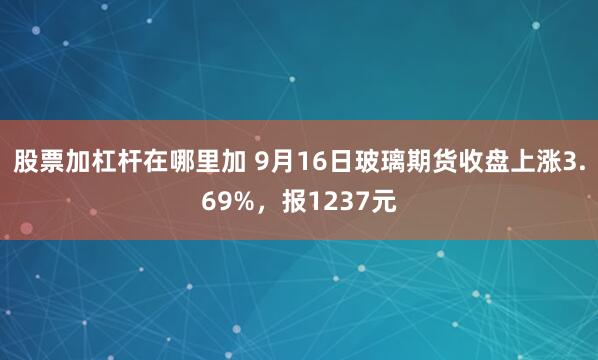 股票加杠杆在哪里加 9月16日玻璃期货收盘上涨3.69%，报1237元