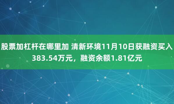 股票加杠杆在哪里加 清新环境11月10日获融资买入383.54万元，融资余额1.81亿元